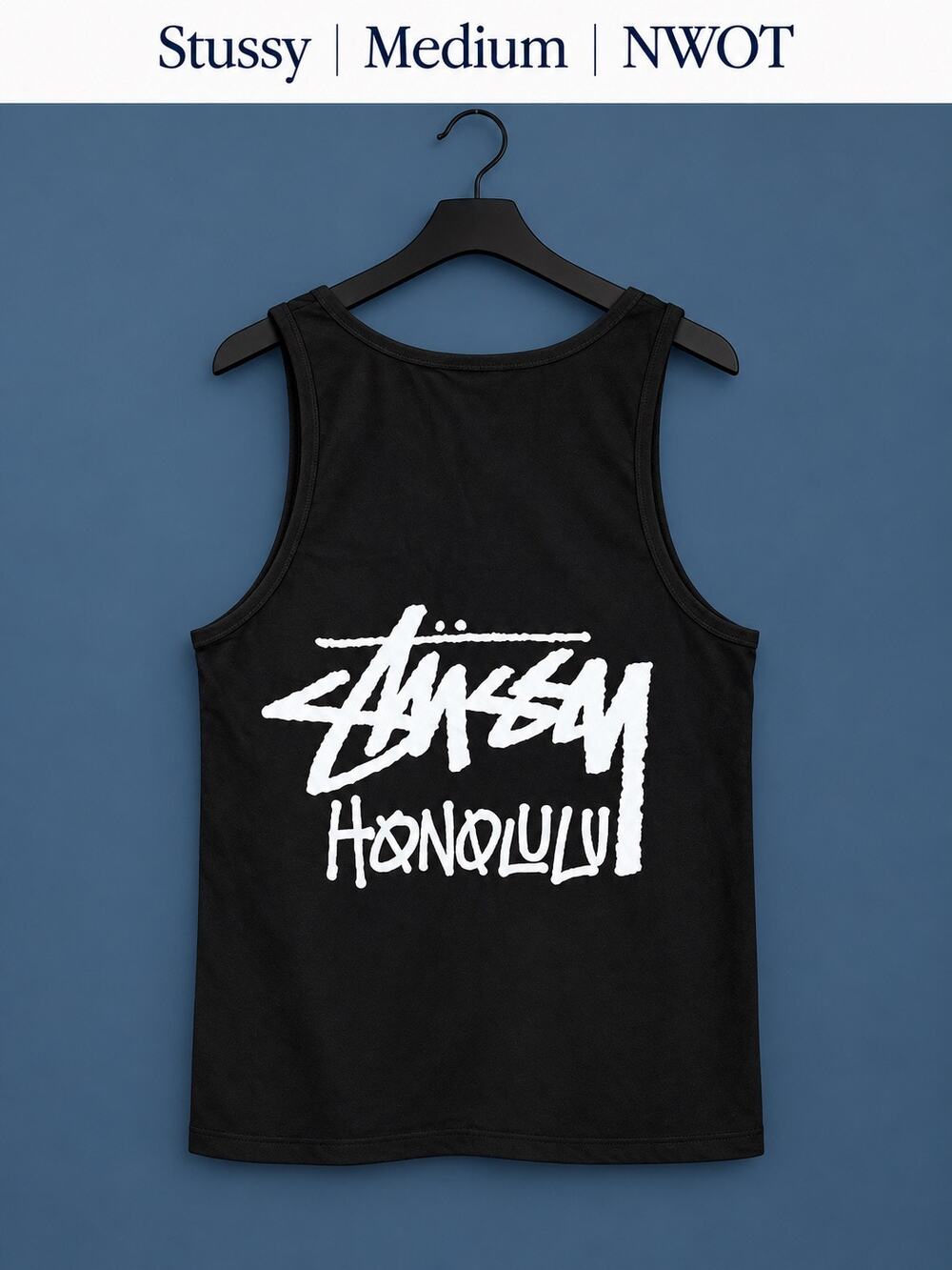 Stussy Honolulu Chapter Tank Top Men’s Medium Black White NWOT